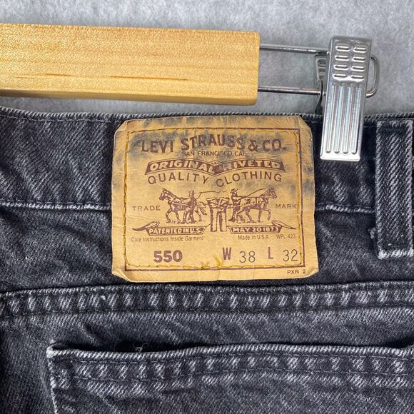 Vintage Levis Mens 38x32 Orange Tab Black 550 Jeans Made in USA - Picture 8 of 11